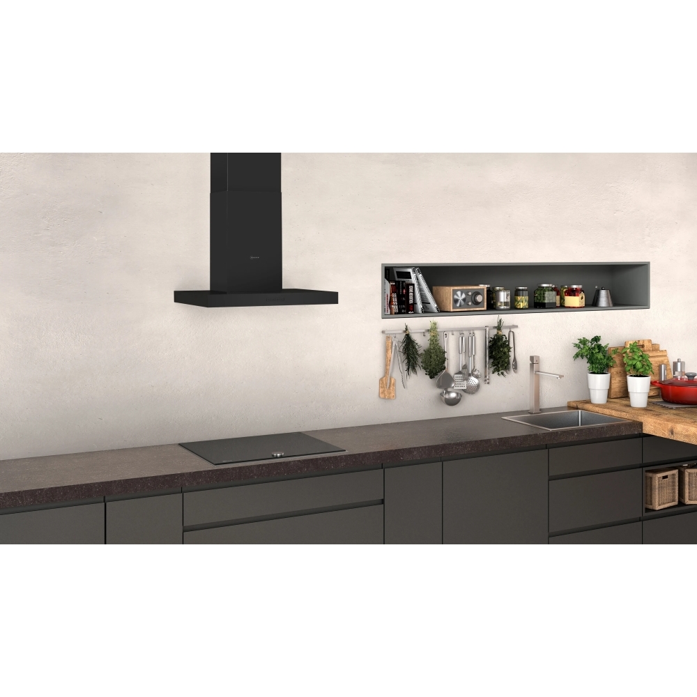 Neff D62BBC0S0B N30 60cm Chimney Cooker Hood, Black, D Rated