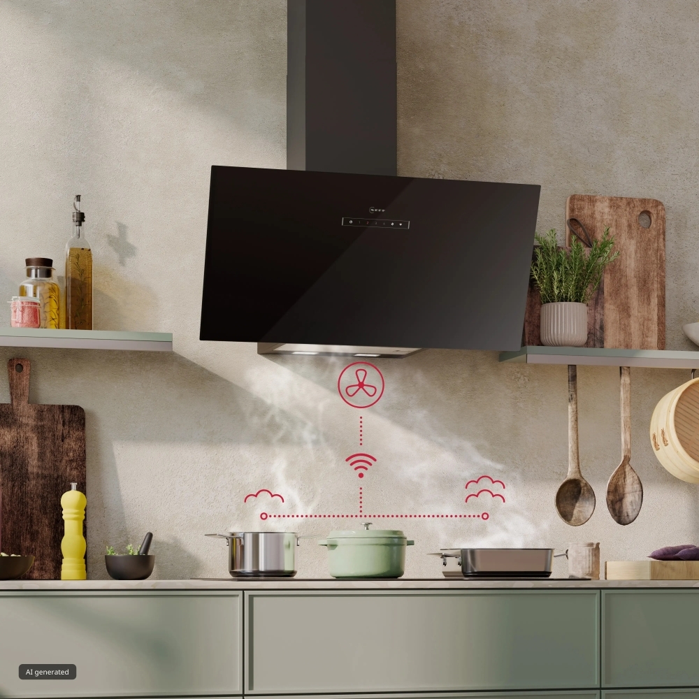 Neff D85ICN1S0B N70 80cm Chimney Cooker Hood, Black, A+ Rated