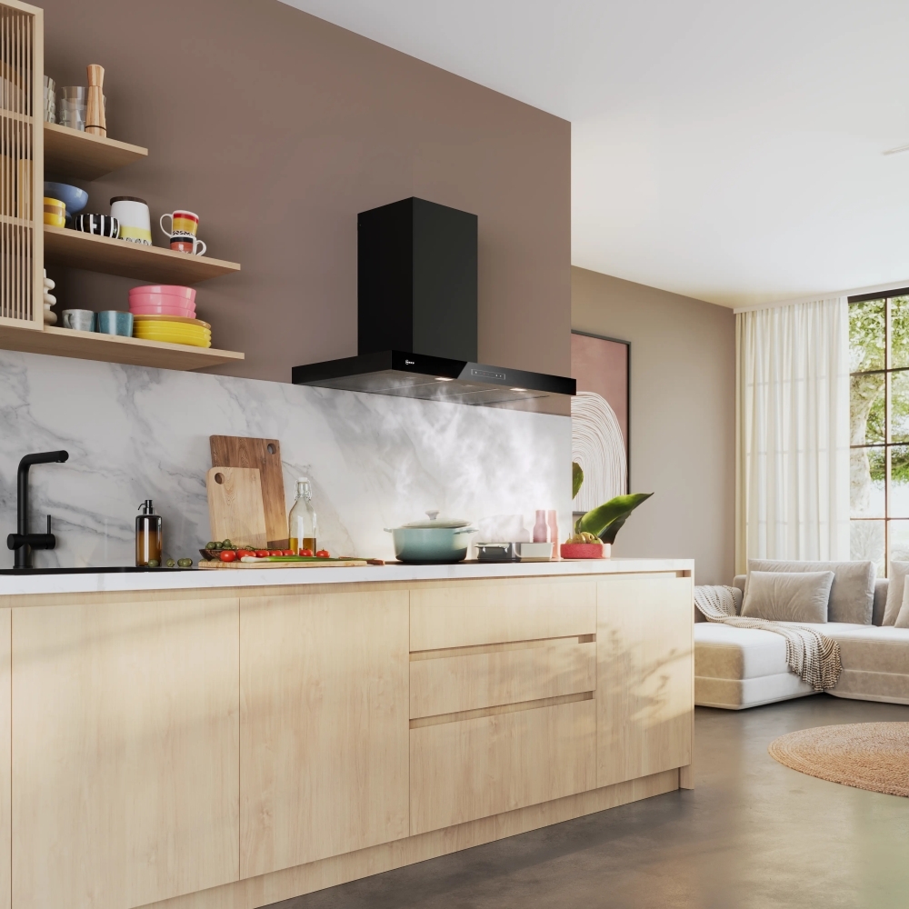 Neff D97BDN2S0B 90cm Chimney Cooker Hood, Black, A++ Rated