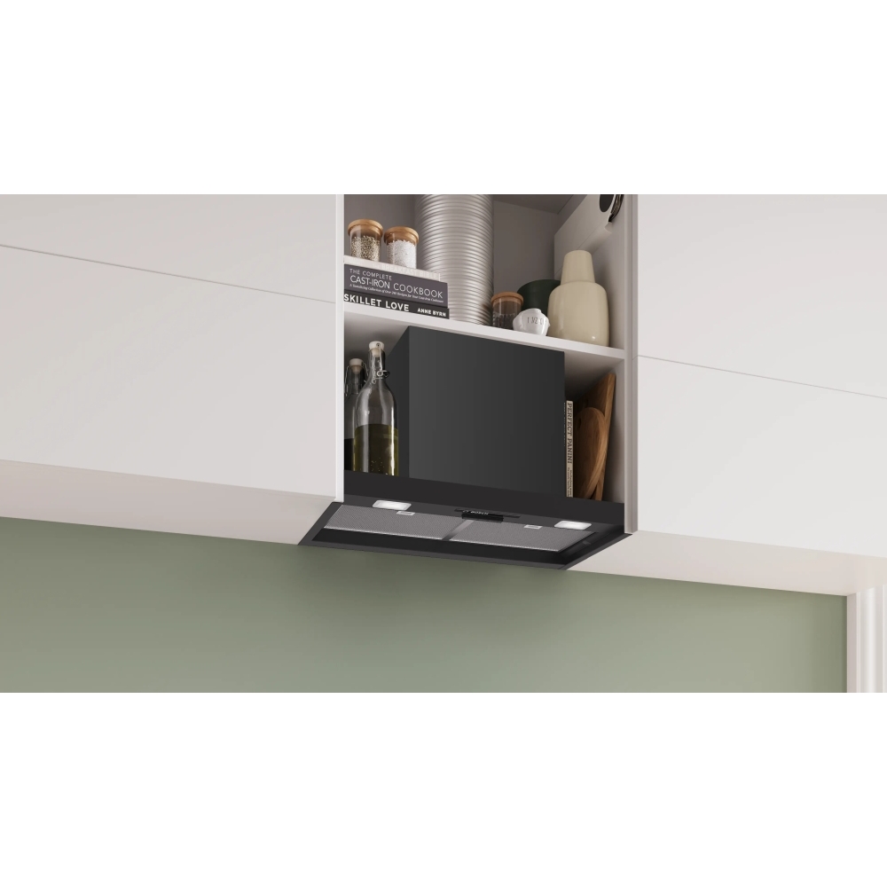 Bosch DBB63BC60B Series 2 Integrated Cooker Hood, Black, D Rated