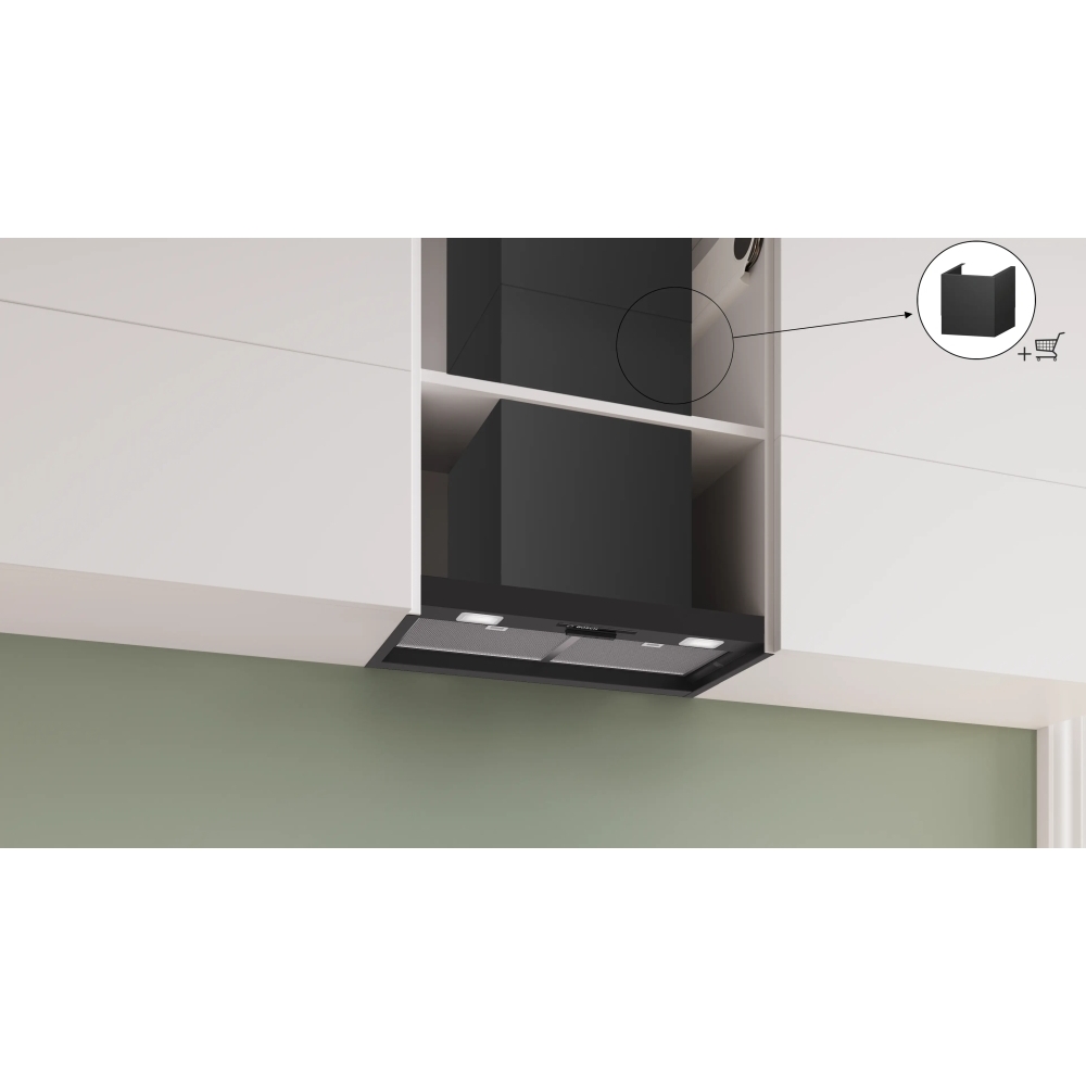 Bosch DBB63BC60B Series 2 Integrated Cooker Hood, Black, D Rated