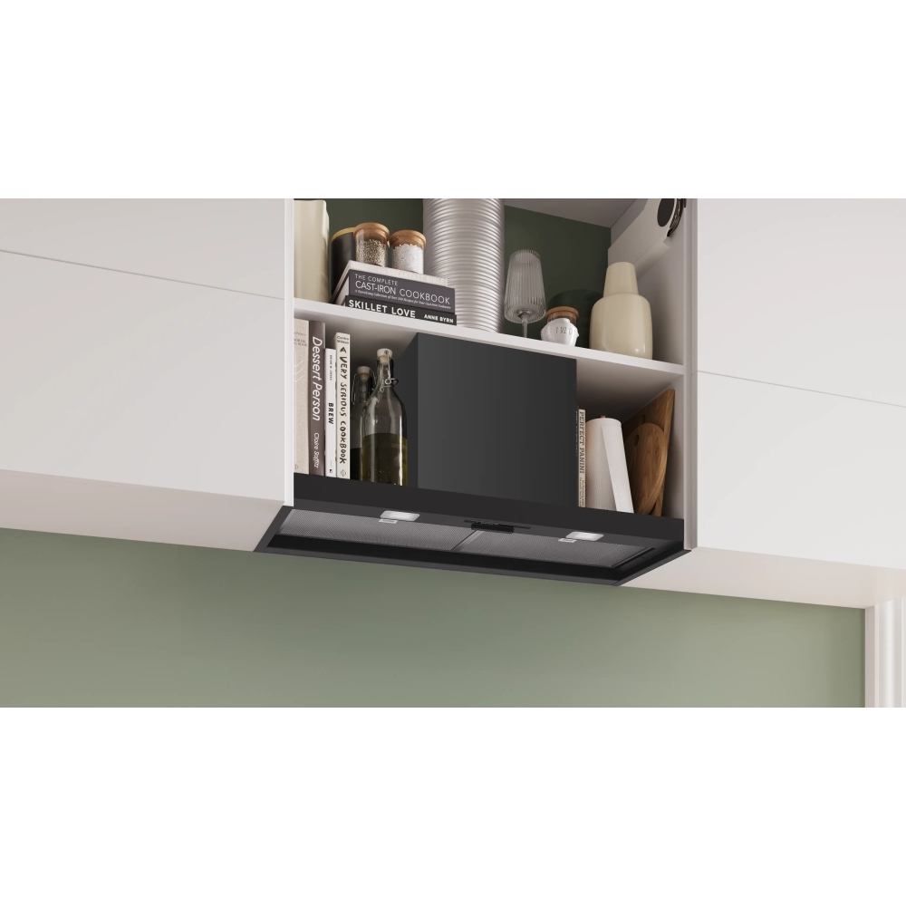 Bosch DBB83BC60B Series 2 Integrated Cooker Hood, Black, D Rated