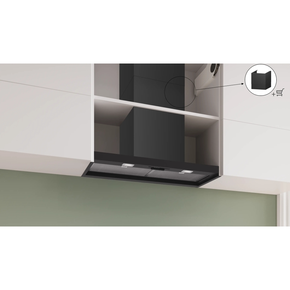 Bosch DBB83BC60B Series 2 Integrated Cooker Hood, Black, D Rated