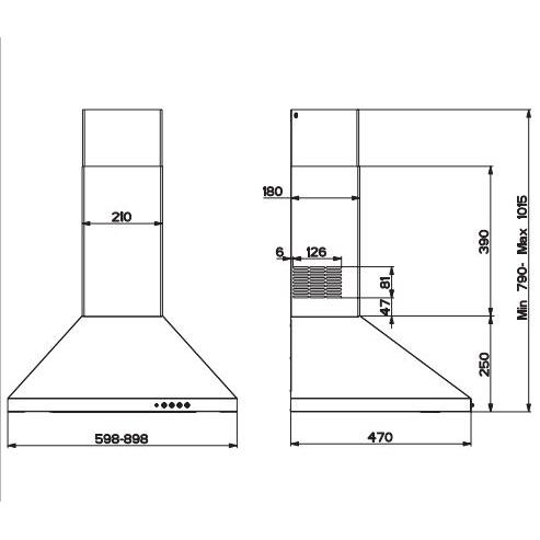 DeLonghi DCH 900 BL 90cm Chimney Cooker Hood, Black, B Rated
