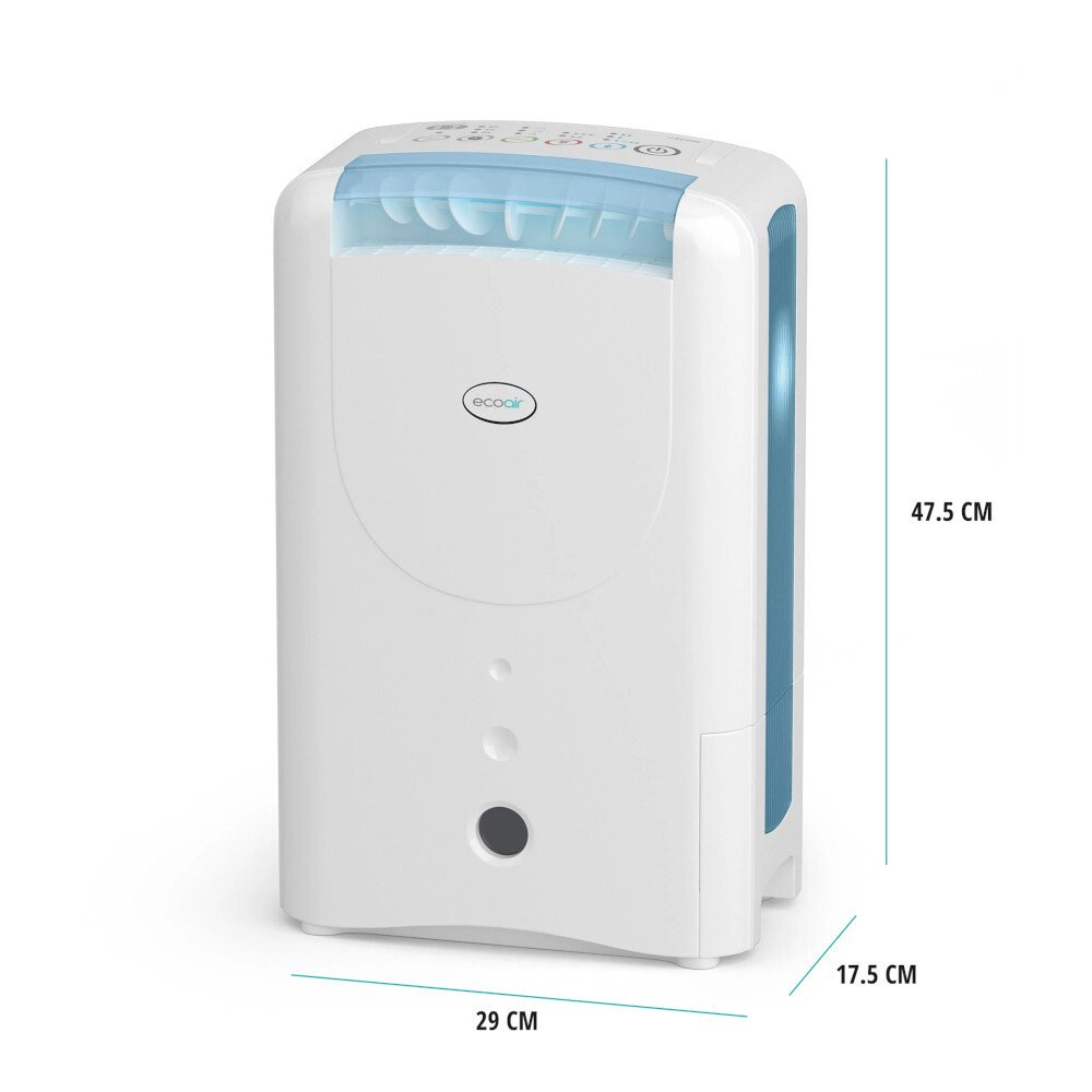 Ecoair DD1 Classic MK6 Desiccant Dehumidifier with Electronic Control, Ioniser and Antibacterial Filter, White