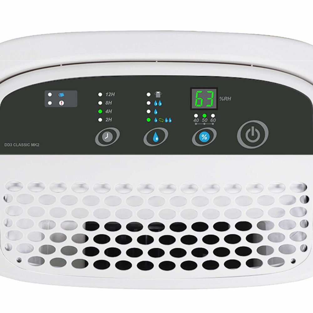 Ecoair DD3 Classic MK3 Desiccant Dehumidifier with Digital Hygrometer, Antibacterial Filter and 4.2 Litre Tank, White