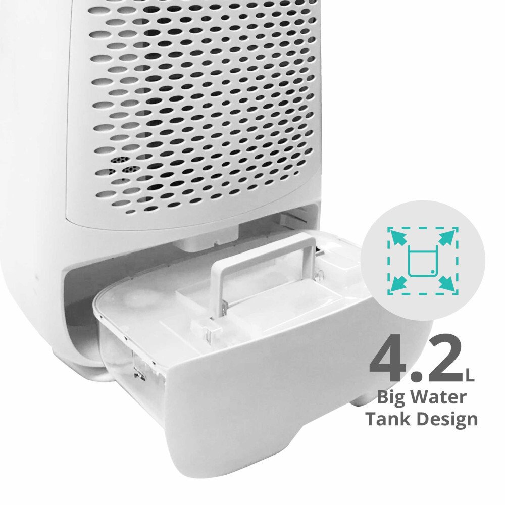 Ecoair DD3 Classic MK3 Desiccant Dehumidifier with Digital Hygrometer, Antibacterial Filter and 4.2 Litre Tank, White