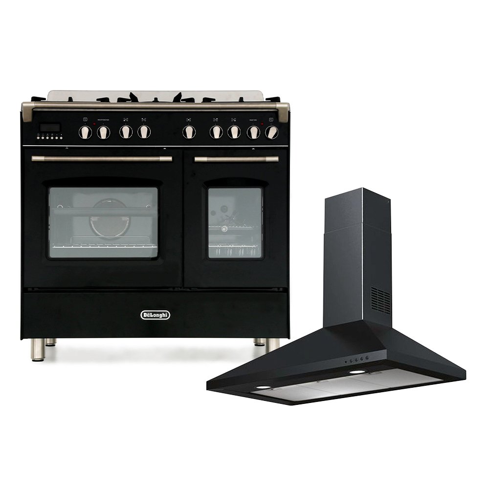 DeLonghi Dual Fuel Range Cooker & Hood Pack, Stainless Steel, A Rated