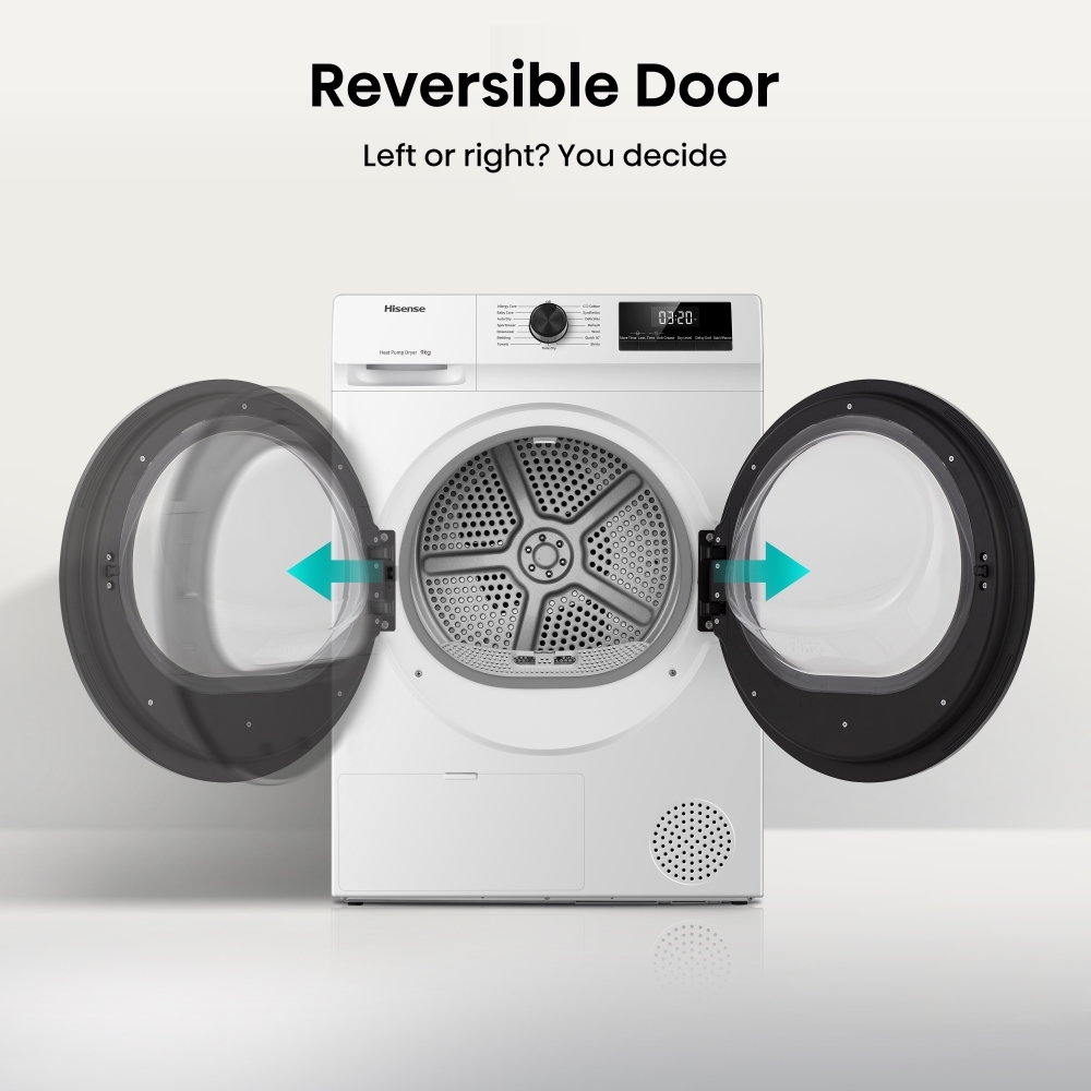 Hisense DH1Q902BW2 Heat Pump Tumble Dryer, 9kg, White, A++ Rated