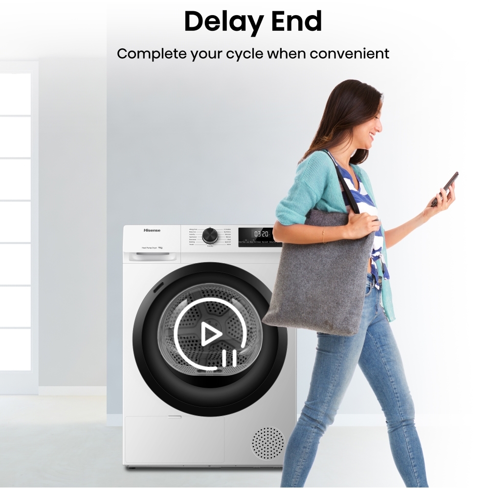 Hisense DH1Q902BW2 Heat Pump Tumble Dryer, 9kg, White, A++ Rated