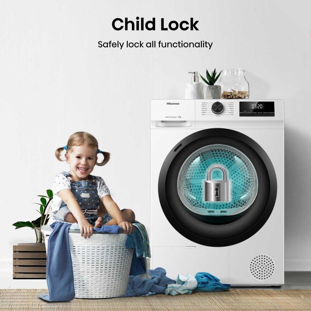 Hisense DH1Q902BW2 Heat Pump Tumble Dryer, 9kg, White, A++ Rated