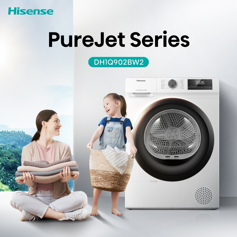 Hisense DH1Q902BW2 Heat Pump Tumble Dryer, 9kg, White, A++ Rated