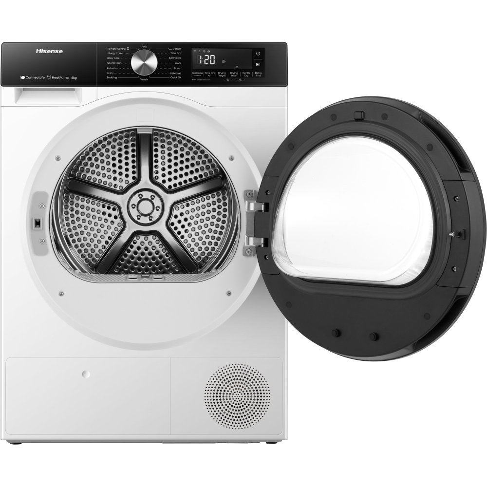 Hisense DH3S802BW3 Heat Pump Tumble Dryer, 8kg, White, A+++ Rated