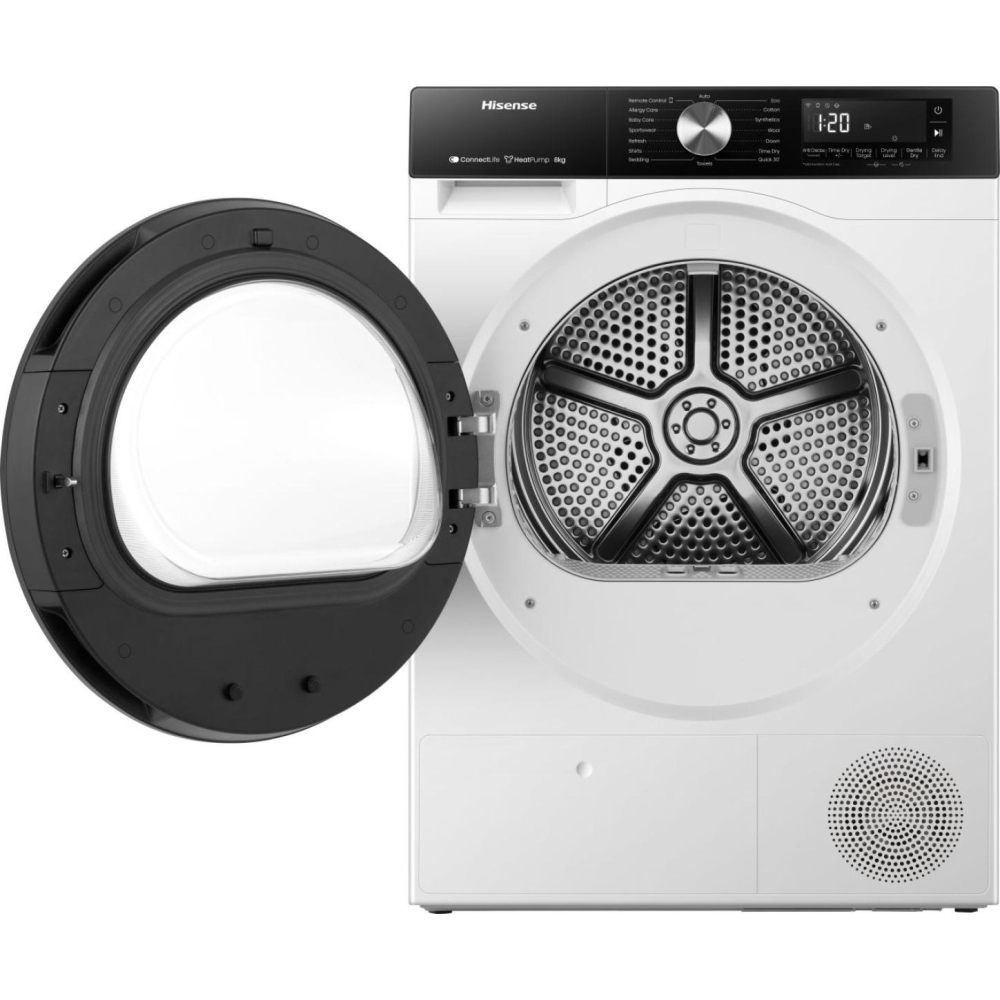 Hisense DH3S802BW3 Heat Pump Tumble Dryer, 8kg, White, A+++ Rated