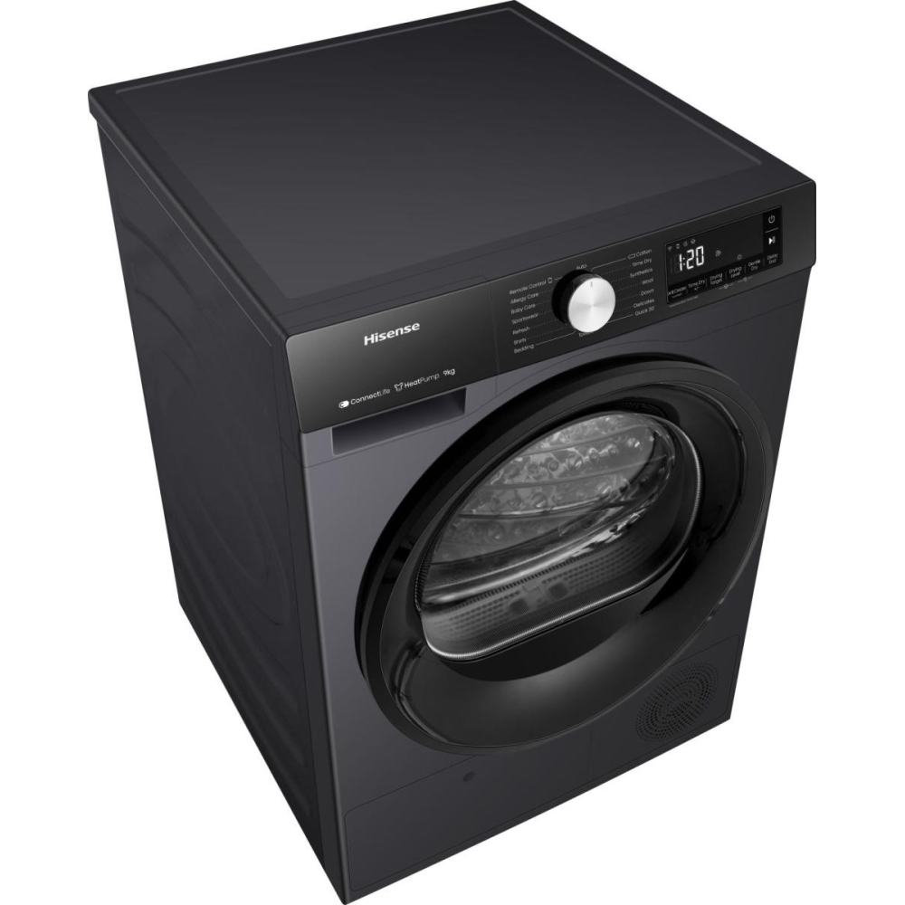 Hisense DH3S902BB3 Heat Pump Tumble Dryer, 9kg, Black, A+++ Rated