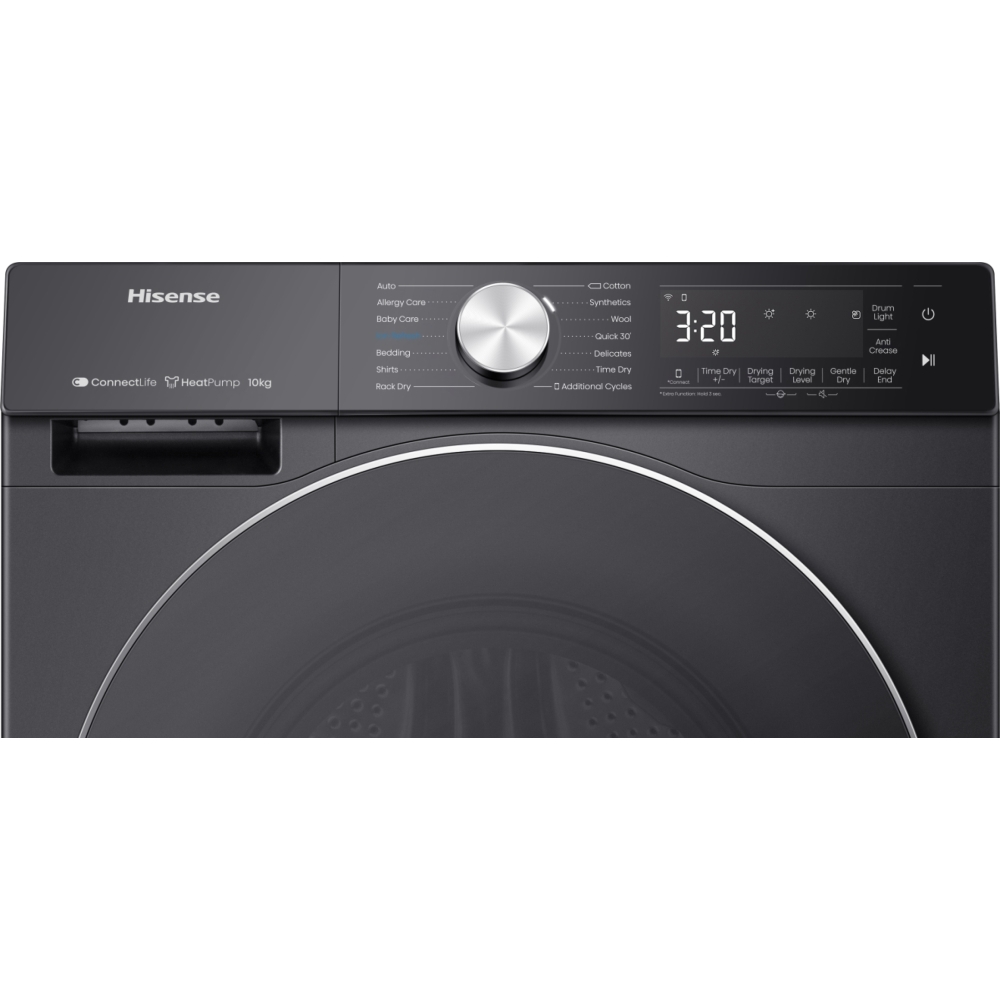 Hisense DH5S102BB Heat Pump Tumble Dryer, 10kg, Black, A+++ Rated