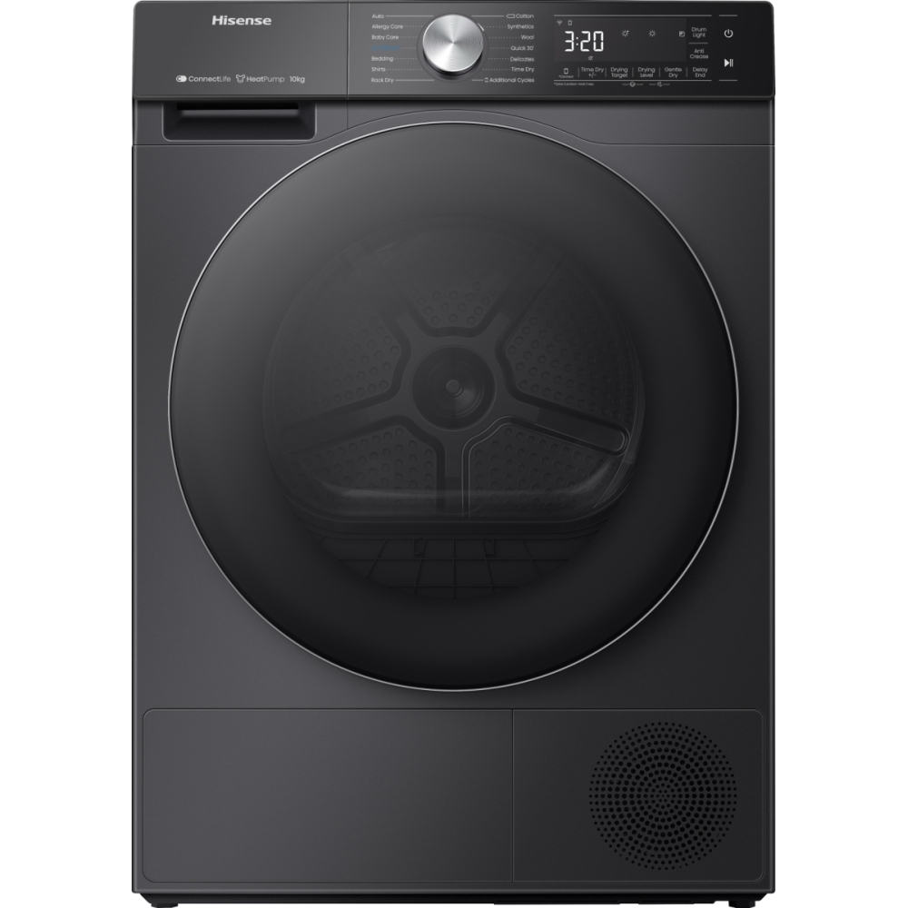 Hisense DH5S102BB Heat Pump Tumble Dryer, 10kg, Black, A+++ Rated