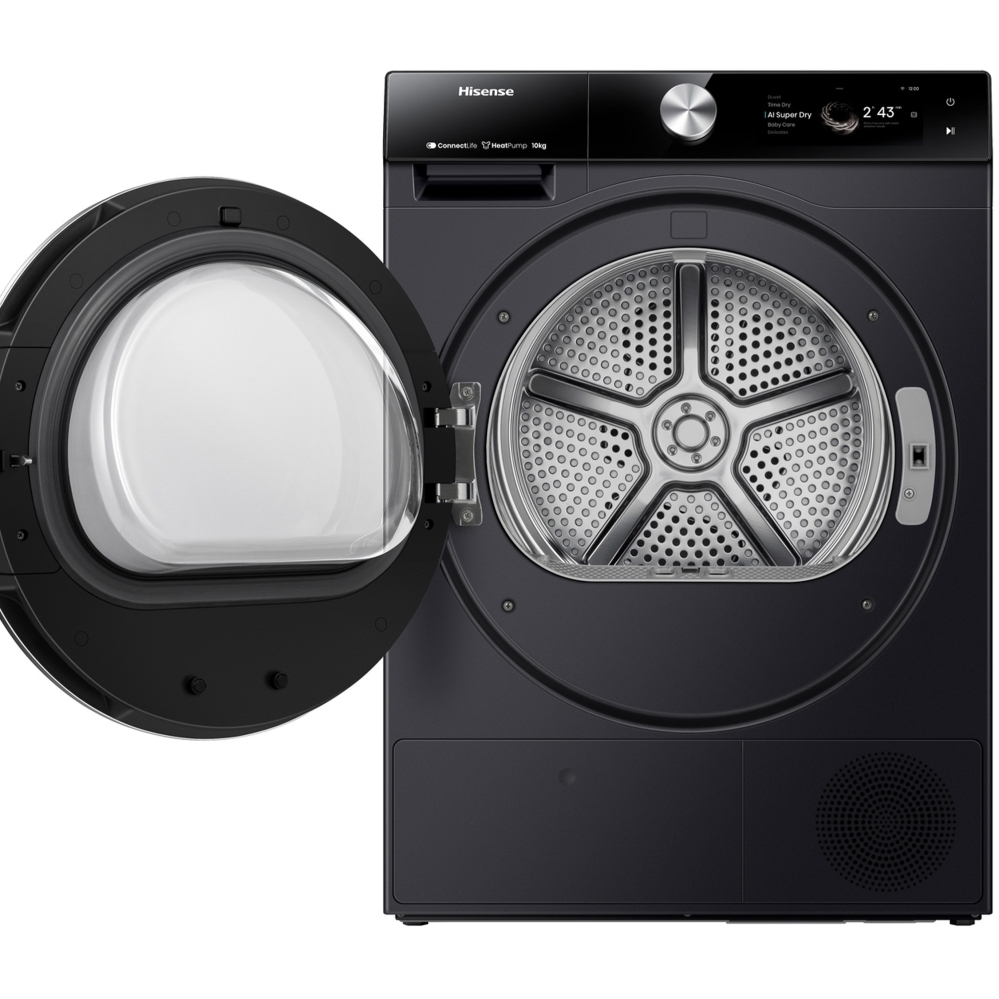 Hisense DH7S107BB Heat Pump Tumble Dryer, 10kg, Black, A+++ Rated