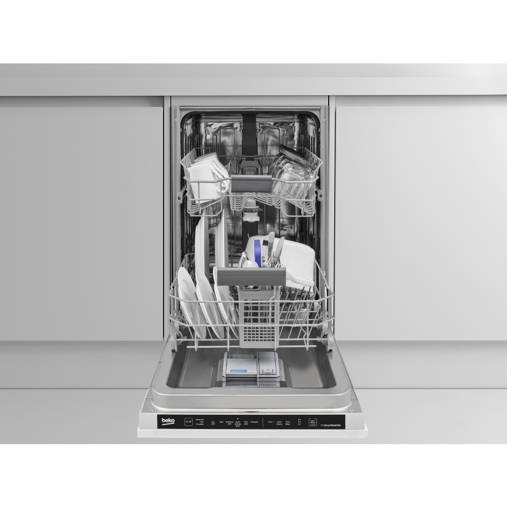Beko DIS16R10 Fully Integrated Slimline Dishwasher, 10 Place Settings, E Rated