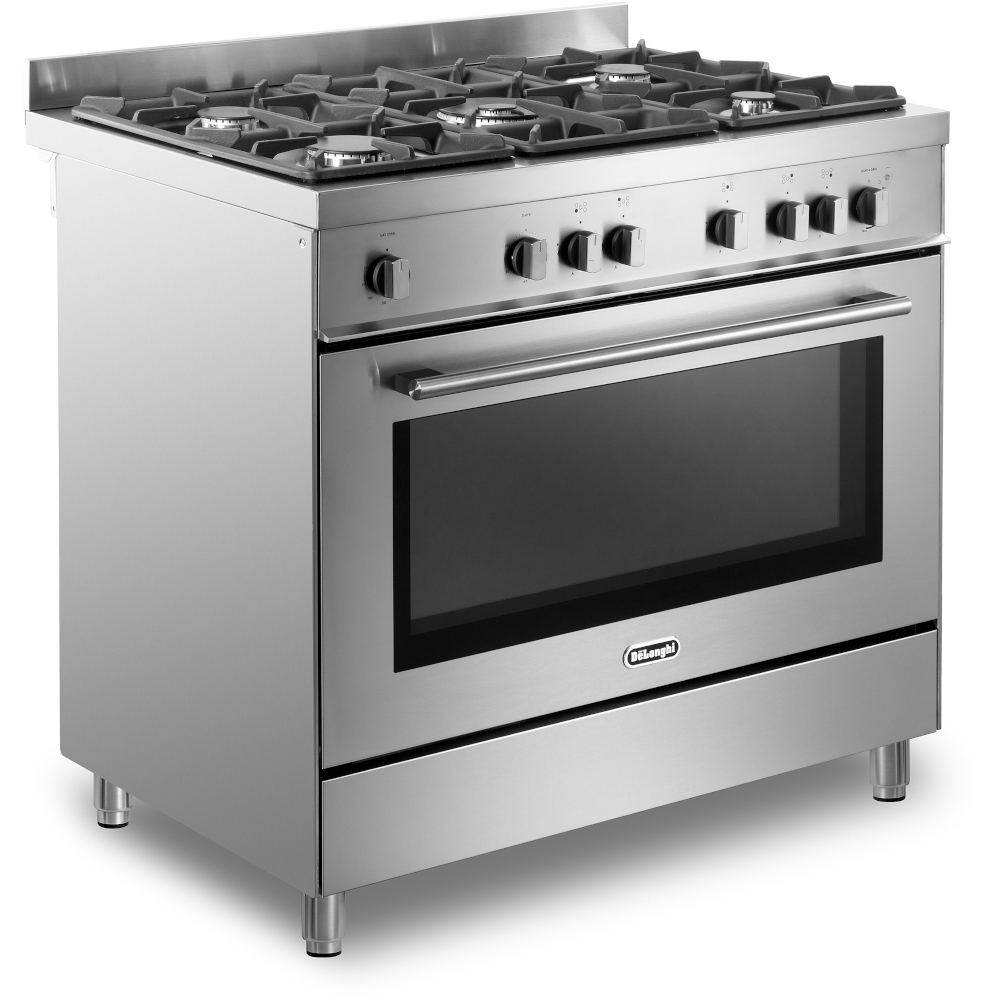 DeLonghi DSR 916-GS Modern 90cm Gas Range Cooker, Stainless Steel, A Rated