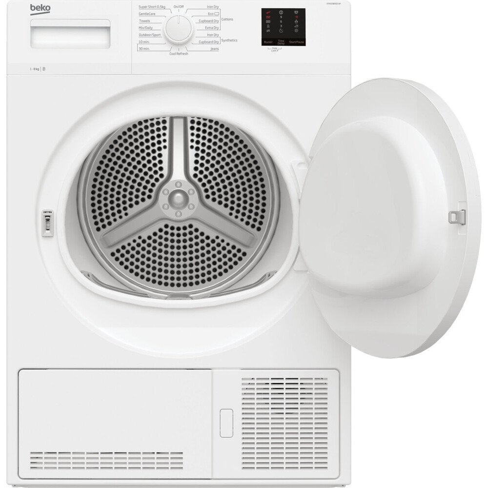 Beko DTKCE80021W Condenser Tumble Dryer, 8kg, White, B Rated