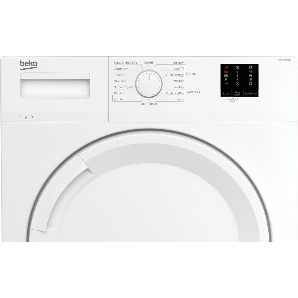 Beko DTKCE80021W Condenser Tumble Dryer, 8kg, White, B Rated