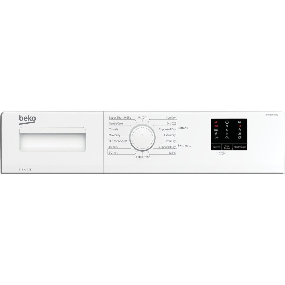Beko DTKCE80021W Condenser Tumble Dryer, 8kg, White, B Rated