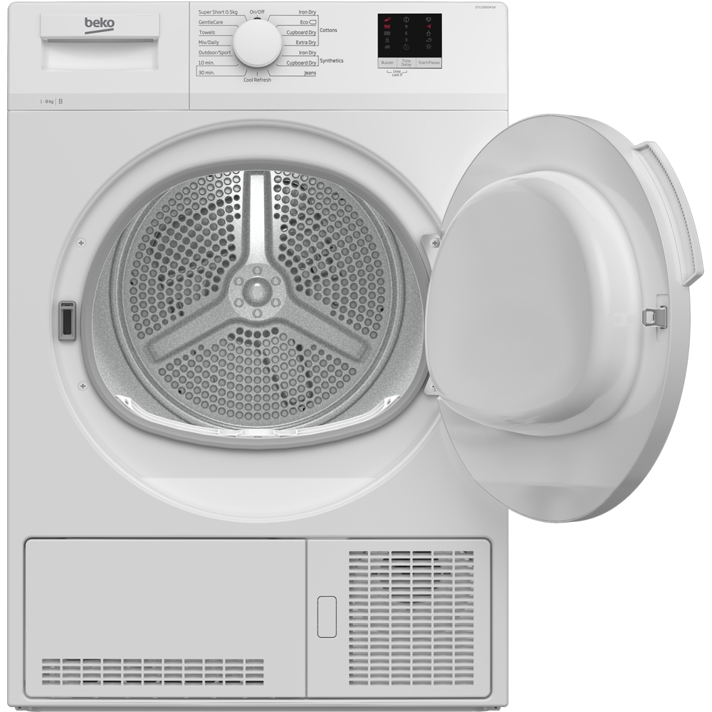 Beko DTLCE80041W Condenser Tumble Dryer, 8kg, White, B Rated
