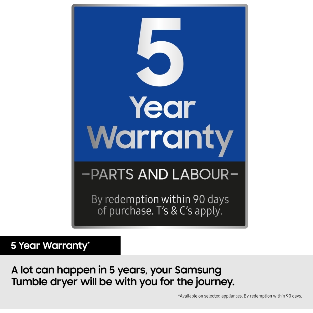 Samsung DV90CGC0A0ABEU Series 5 with OptimalDry�, Heat Pump Tumble Dryer, 9kg, Black, A++ Rated