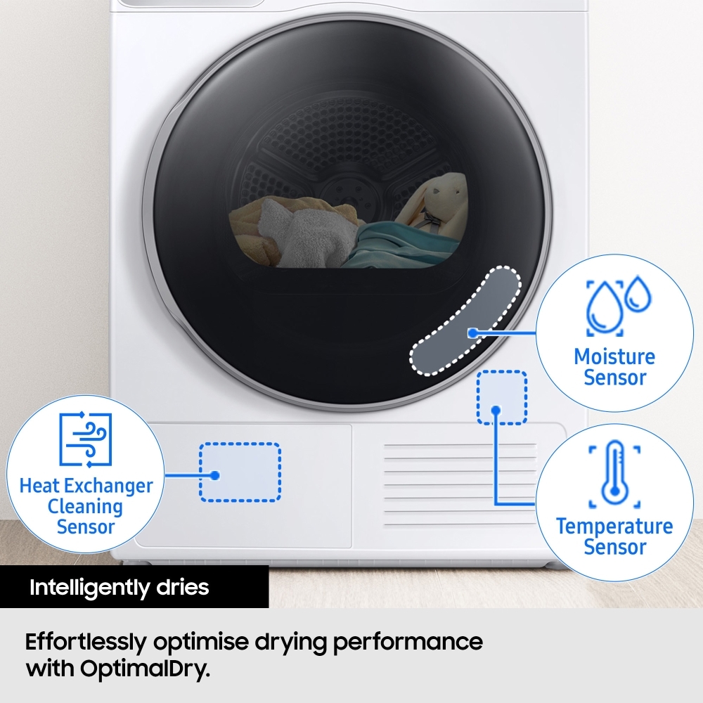 Samsung DV90T6240LH/S1 Series 6 Heat Pump Tumble Dryer, 9kg, White, A+++ Rated