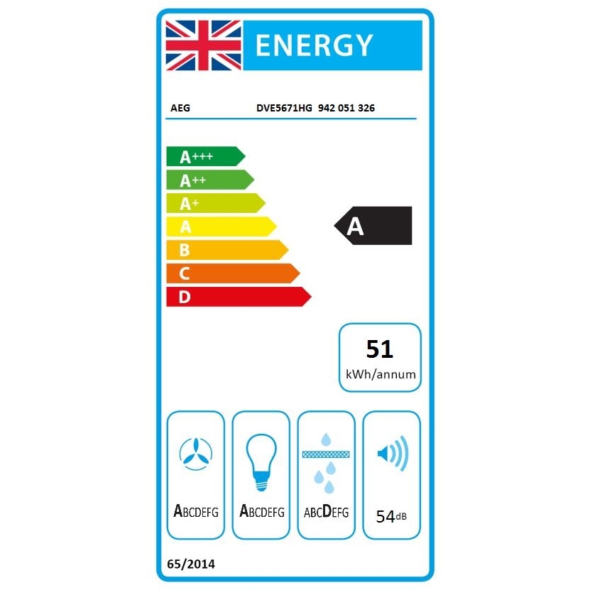 AEG DVE5671HG 9000 SilenceTech 60cm Chimney Cooker Hood, Black, A Rated