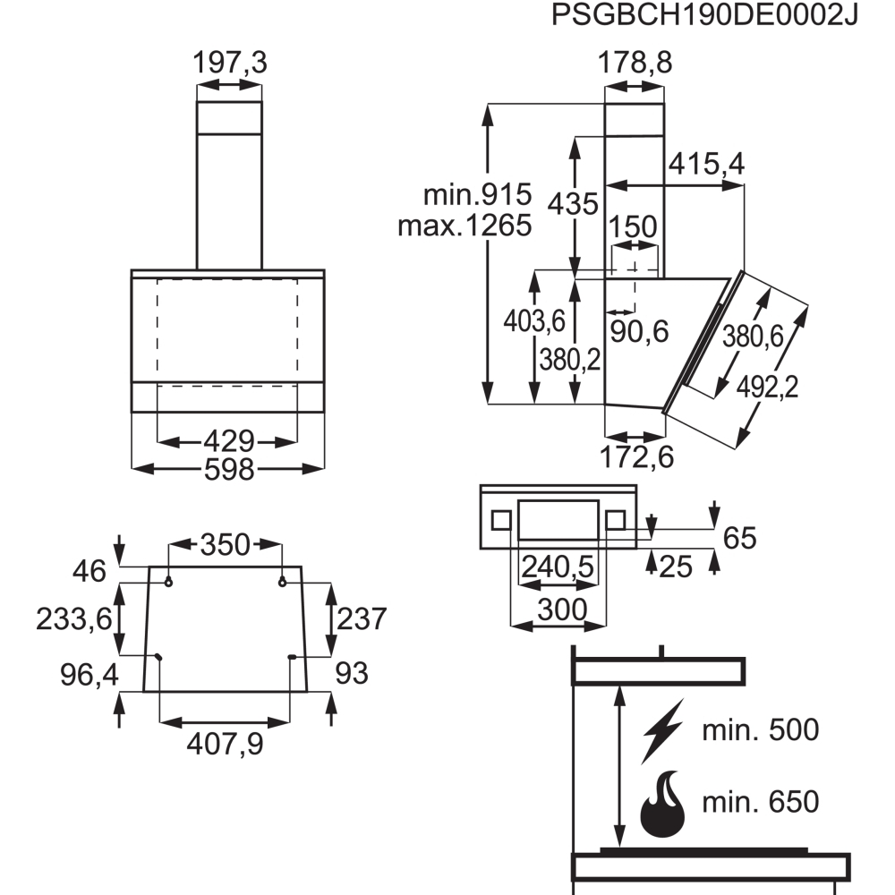 AEG DVE5671HG 9000 SilenceTech 60cm Chimney Cooker Hood, Black, A Rated