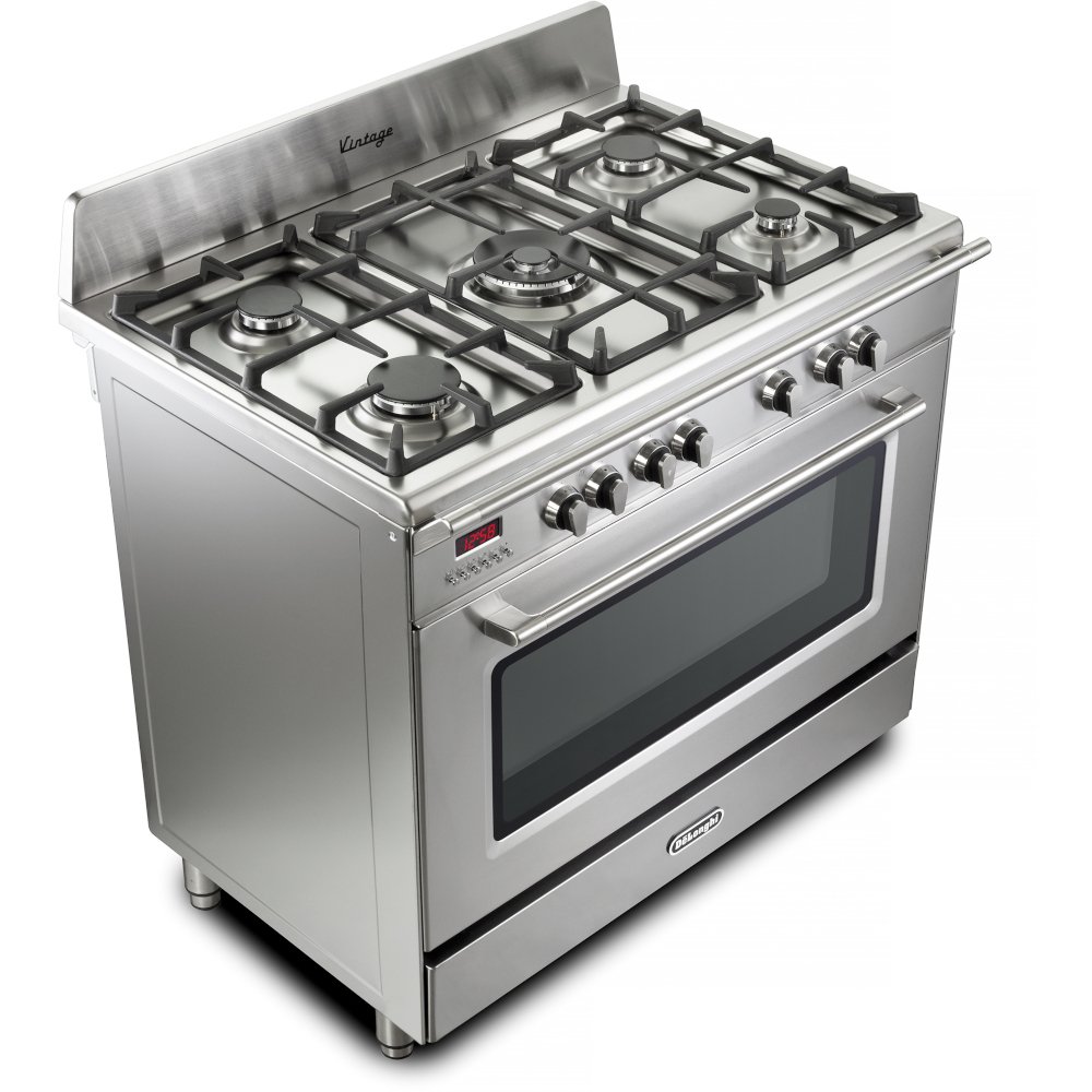 DeLonghi DVRS 916-DF/SS Vintage 90cm Dual Fuel Range Cooker, Stainless Steel, A Rated