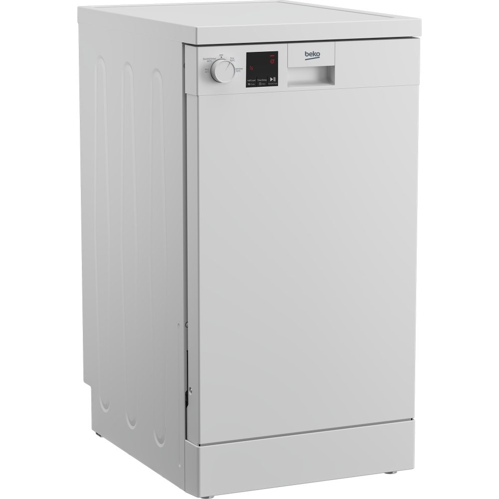 Beko DVS04X20W Slimline Dishwasher, 10 Place Settings, White, E Rated