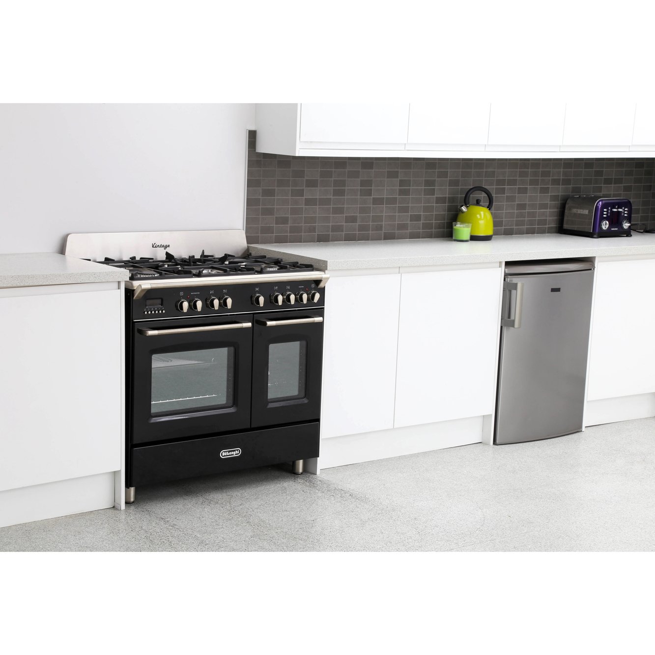 DeLonghi DVTR 906-DF/BL Vintage 90cm Dual Fuel Range Cooker, Stainless Steel, A Rated