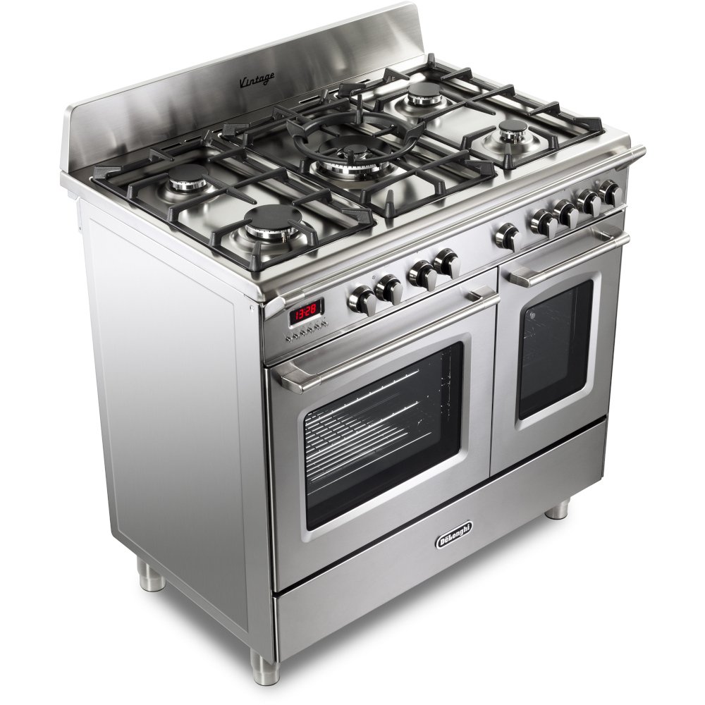 DeLonghi DVTR 906- DF/SS Vintage 90cm Dual Fuel Range Cooker, Stainless Steel, A Rated