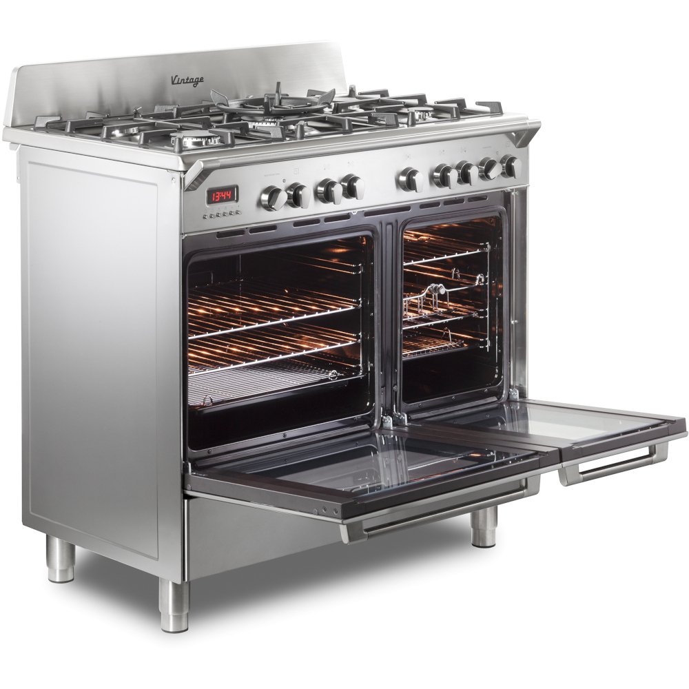 DeLonghi DVTR 906- DF/SS Vintage 90cm Dual Fuel Range Cooker, Stainless Steel, A Rated