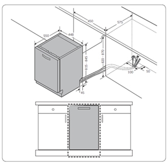 Samsung DW50DG430B00EU Fully Integrated Slimline Dishwasher, 9 Place Settings, D Rated