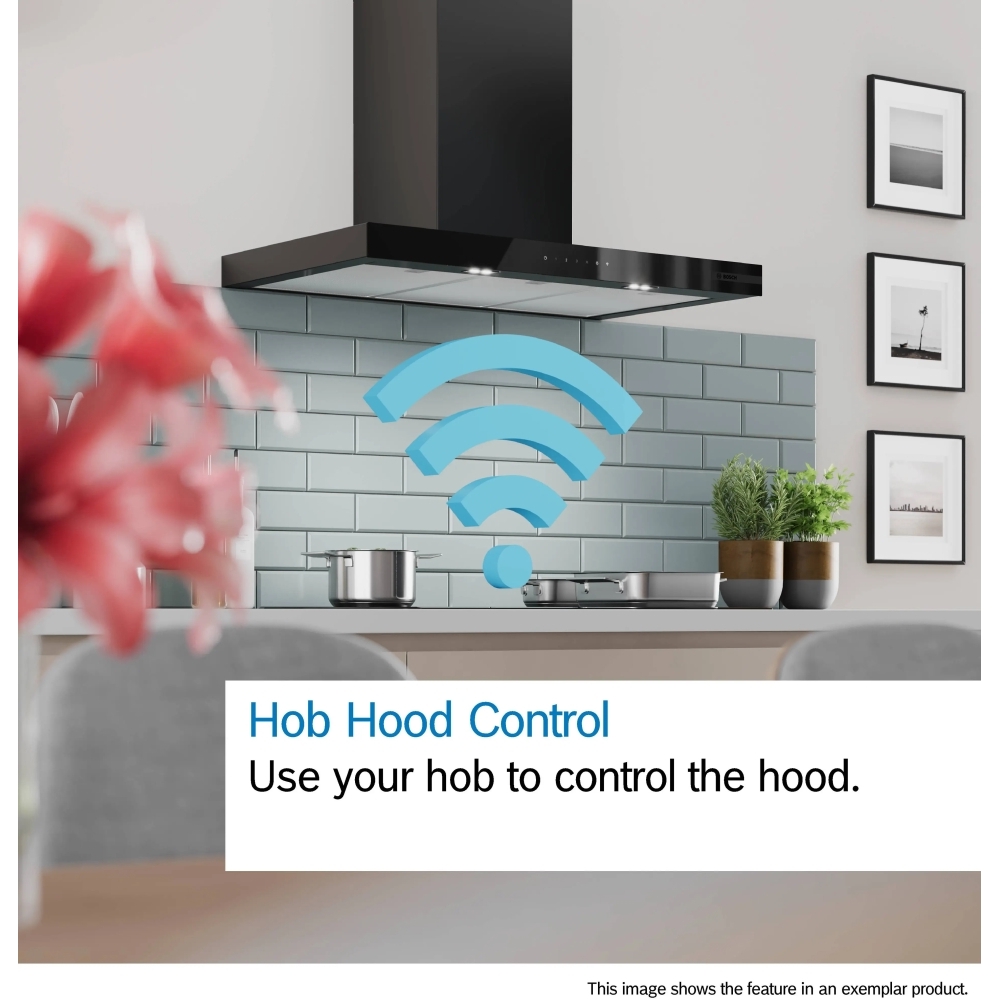 Bosch DWB67DN60B Series 6 60cm Chimney Cooker Hood, Black, A++ Rated
