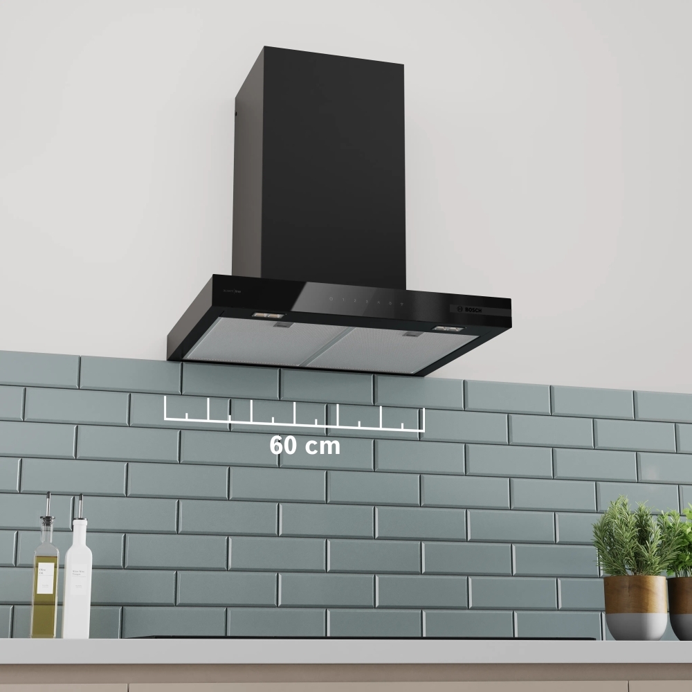 Bosch DWB67DN60B Series 6 60cm Chimney Cooker Hood, Black, A++ Rated