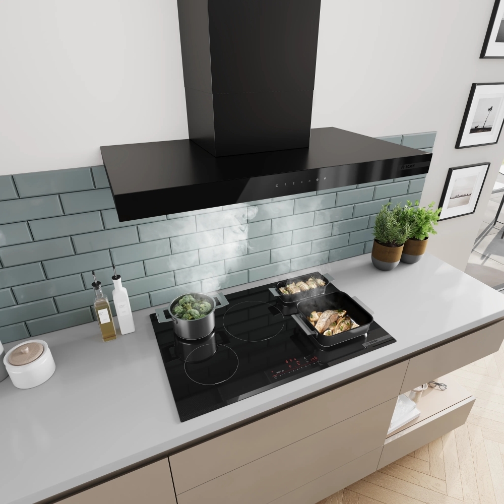 Bosch DWB97DN60B Series 6 90cm Chimney Cooker Hood, Black, A++ Rated
