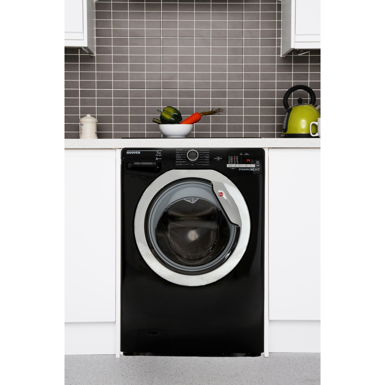 Buy Hoover DXOC67C3B Washing Machine Black with a Chrome Trim Marks