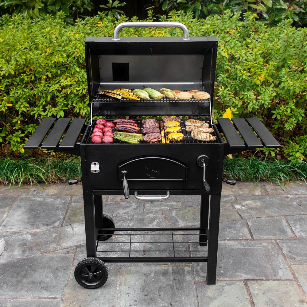 Char-Griller E2197 30" Traditional Charcoal Grill, Black