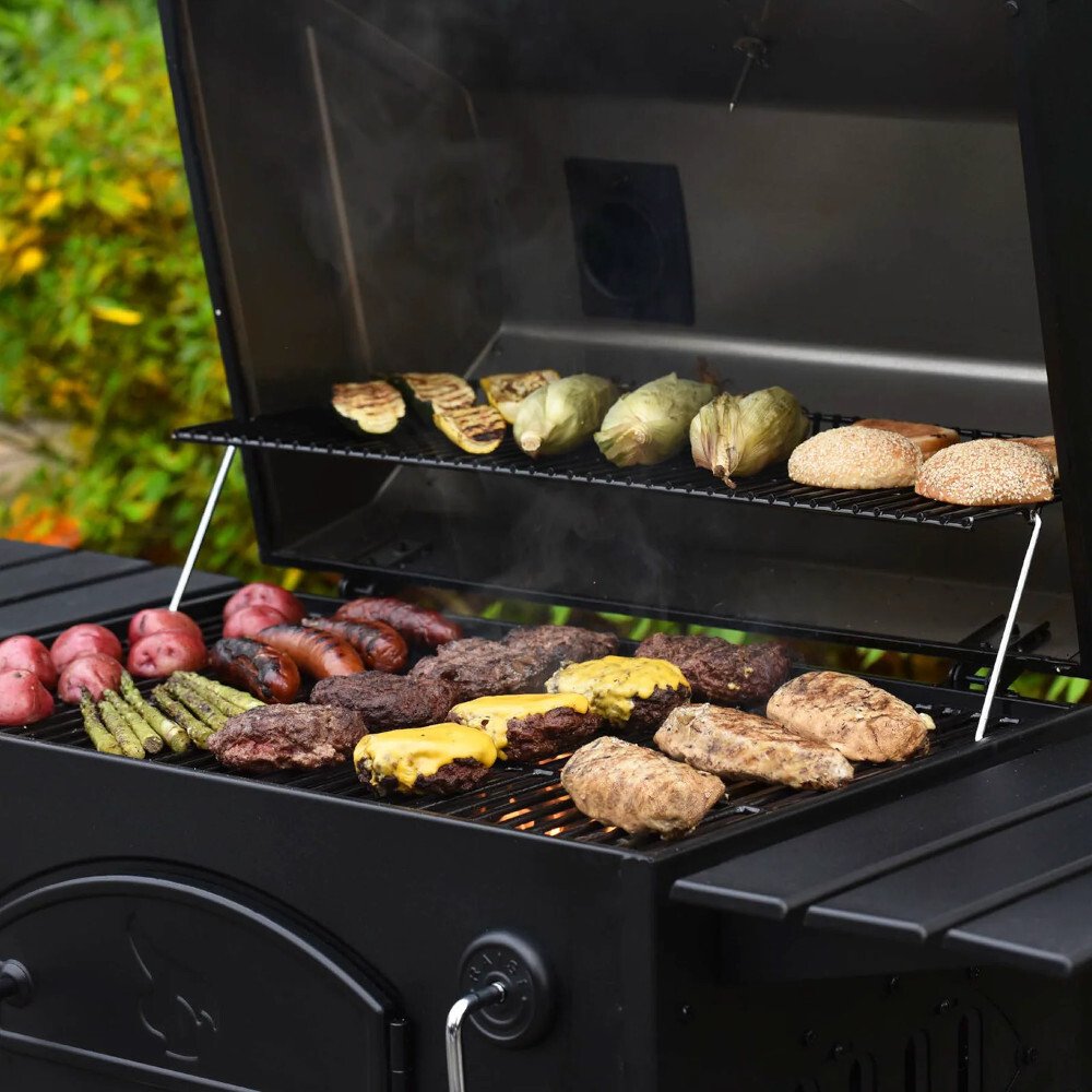 Char-Griller E2197 30" Traditional Charcoal Grill, Black
