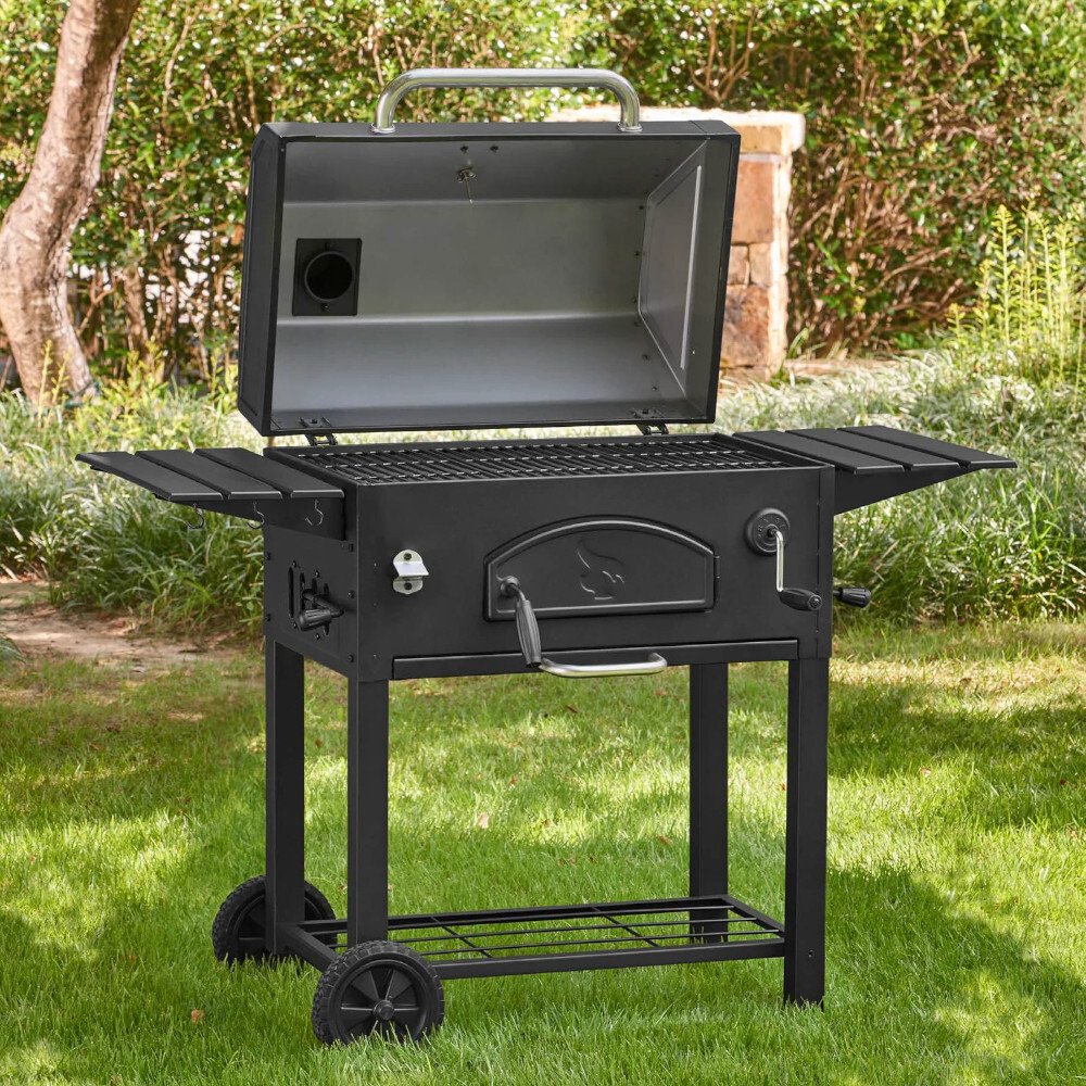 Char-Griller E2197 30" Traditional Charcoal Grill, Black