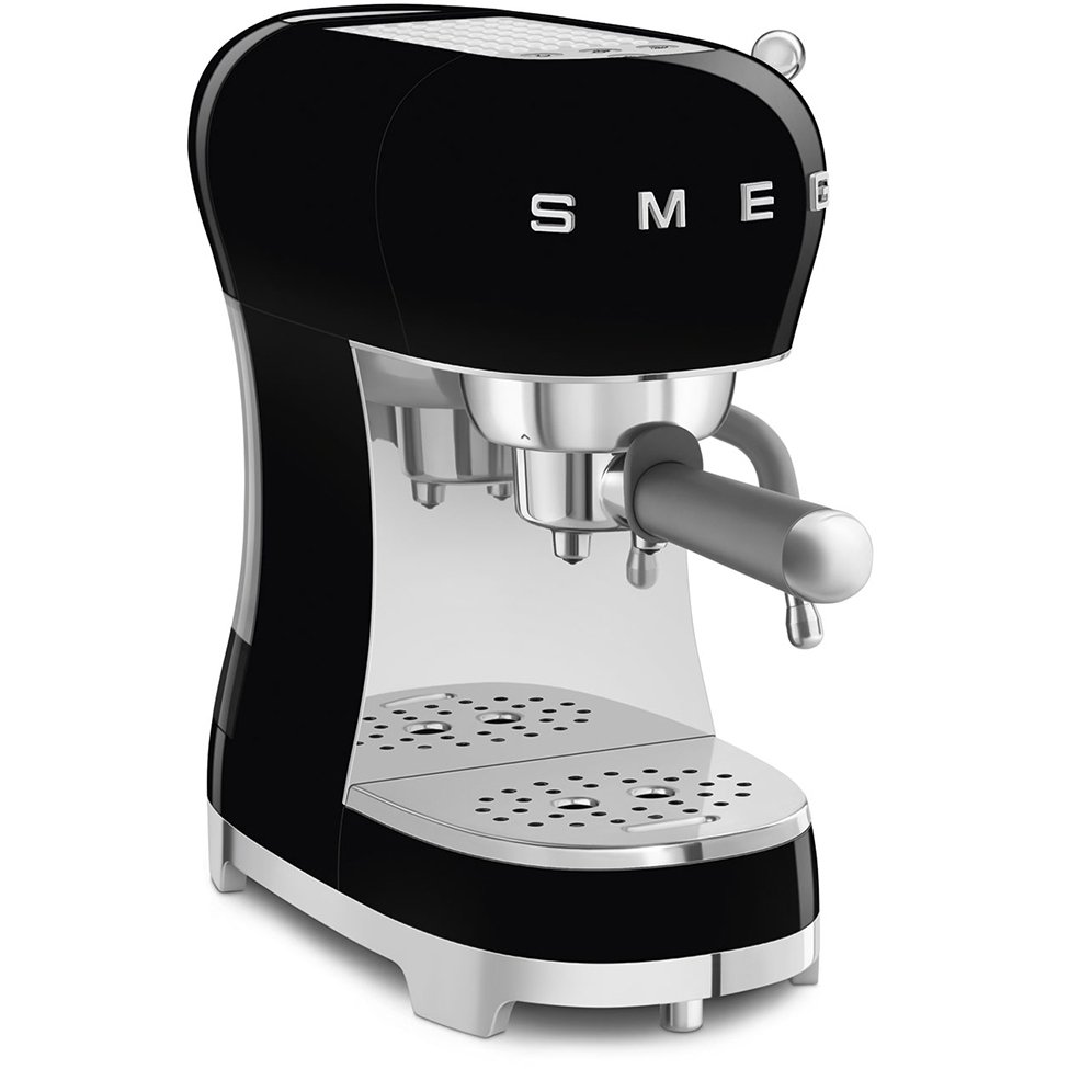 Smeg ECF02BLUK Retro Espresso Coffee Machine with Steam Wand, Black