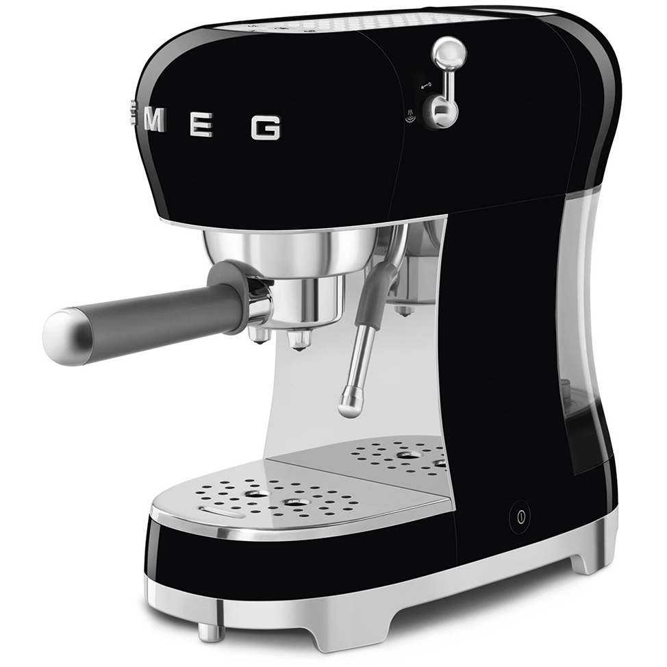 Smeg ECF02BLUK Retro Espresso Coffee Machine with Steam Wand, Black