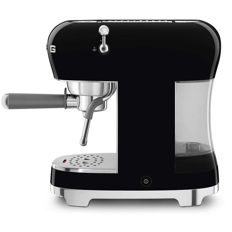 Smeg ECF02BLUK Retro Espresso Coffee Machine with Steam Wand, Black