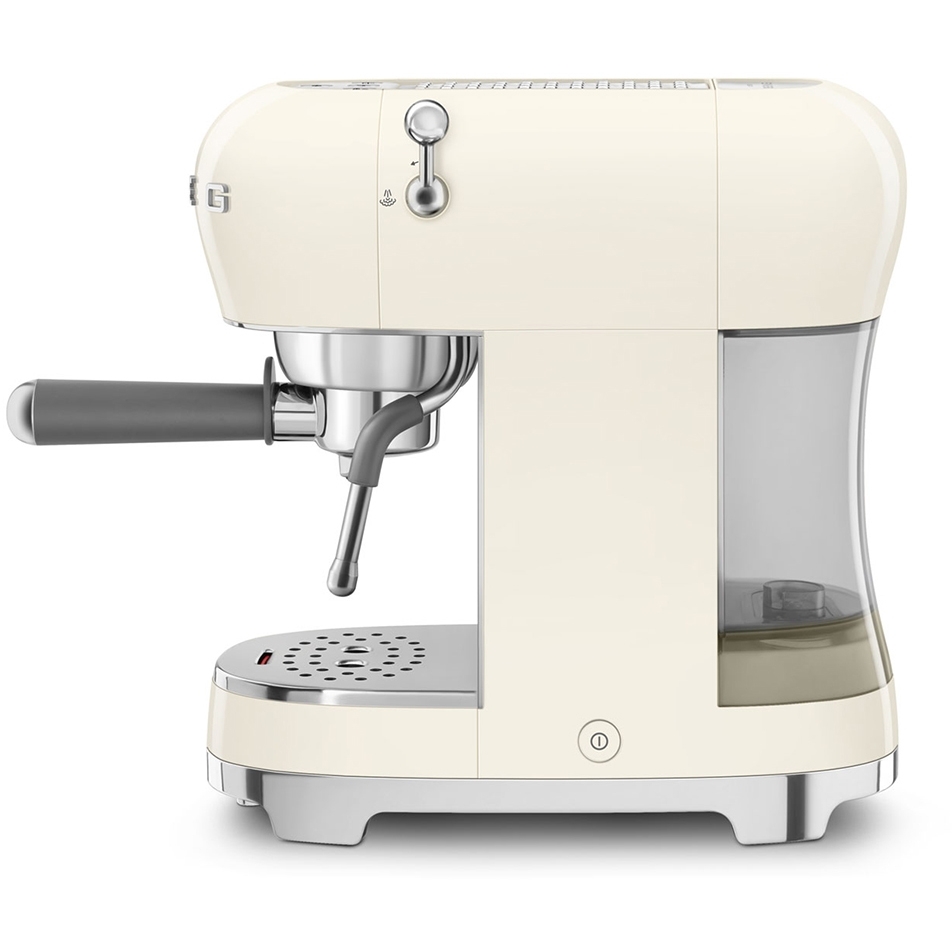 Smeg ECF02CRUK Retro Espresso Coffee Machine with Steam Wand, Cream