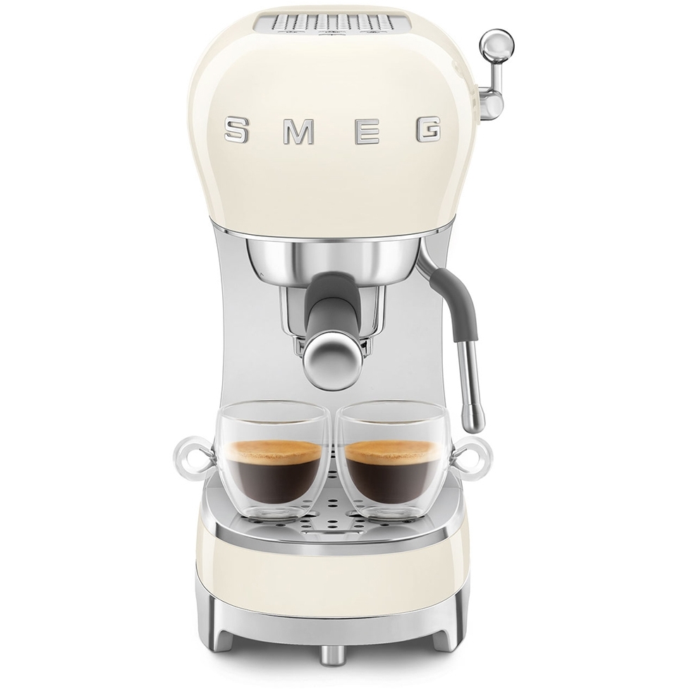 Smeg ECF02CRUK Retro Espresso Coffee Machine with Steam Wand, Cream